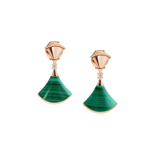 [Kincade Jewelery]DREAM MALACHITE PINK GOLD EARRINGS