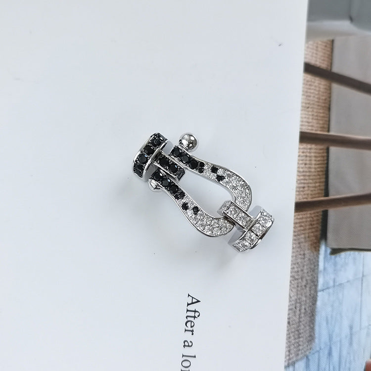 [Kincade Jewelery]FORCE LARGE HORSESHOE BLACK WHITE DIAMOND BRACELET ROSE GOLD