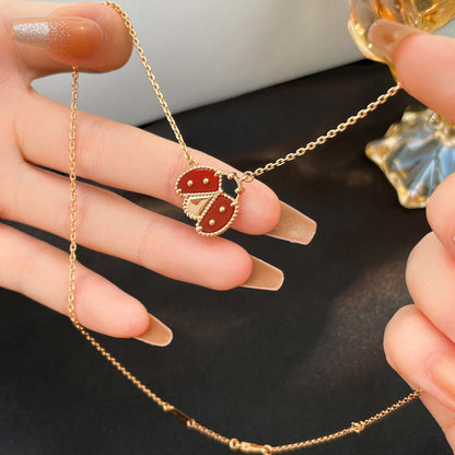 [Kincade Jewelery]LUCKY  CARNELIANS LADYBUG NECKLACE