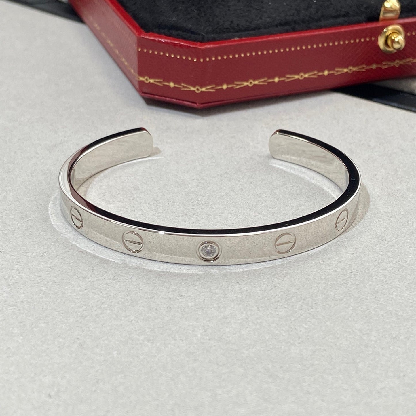 [Kincade Jewelery]LOVE BRACELET 6.1MM 1 DIAMOND OPEN CUFF