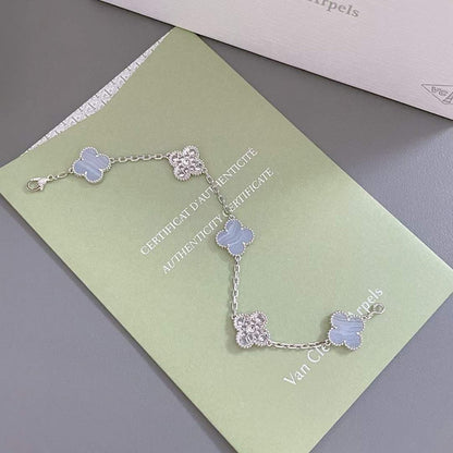 [Kincade Jewelery]Kincade  5 MOTIF DIAMOND PURPLE CHALCEDONY BRACELET SILVER