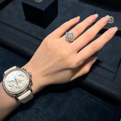 [Kincade Jewelery]LOOP RING FULL MOTIF DIAMOND 16MM SILVE