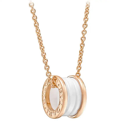 [Kincade Jewelery]ZERO 1 WHITE CERAMIC PINK GOLD DIAMOND NECKLACE