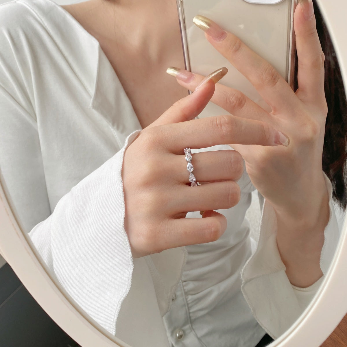 [Kincade Jewelery]Exquisite Pear Cut Tennis Ring