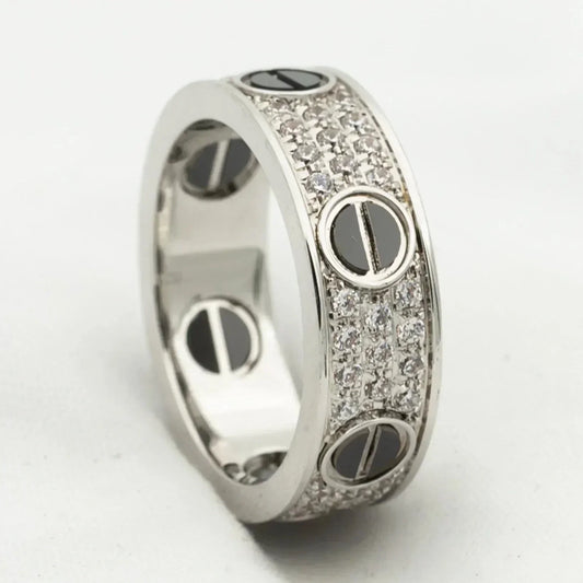 [Kincade Jewelery]LOVE RING 5.5MM DIAMONDS PAVED CERAMIC