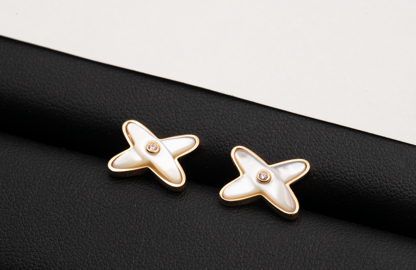 [Kincade Jewelery]JEUX DE WHITE MOP ROSE GOLD DIAMOND EARRINGS