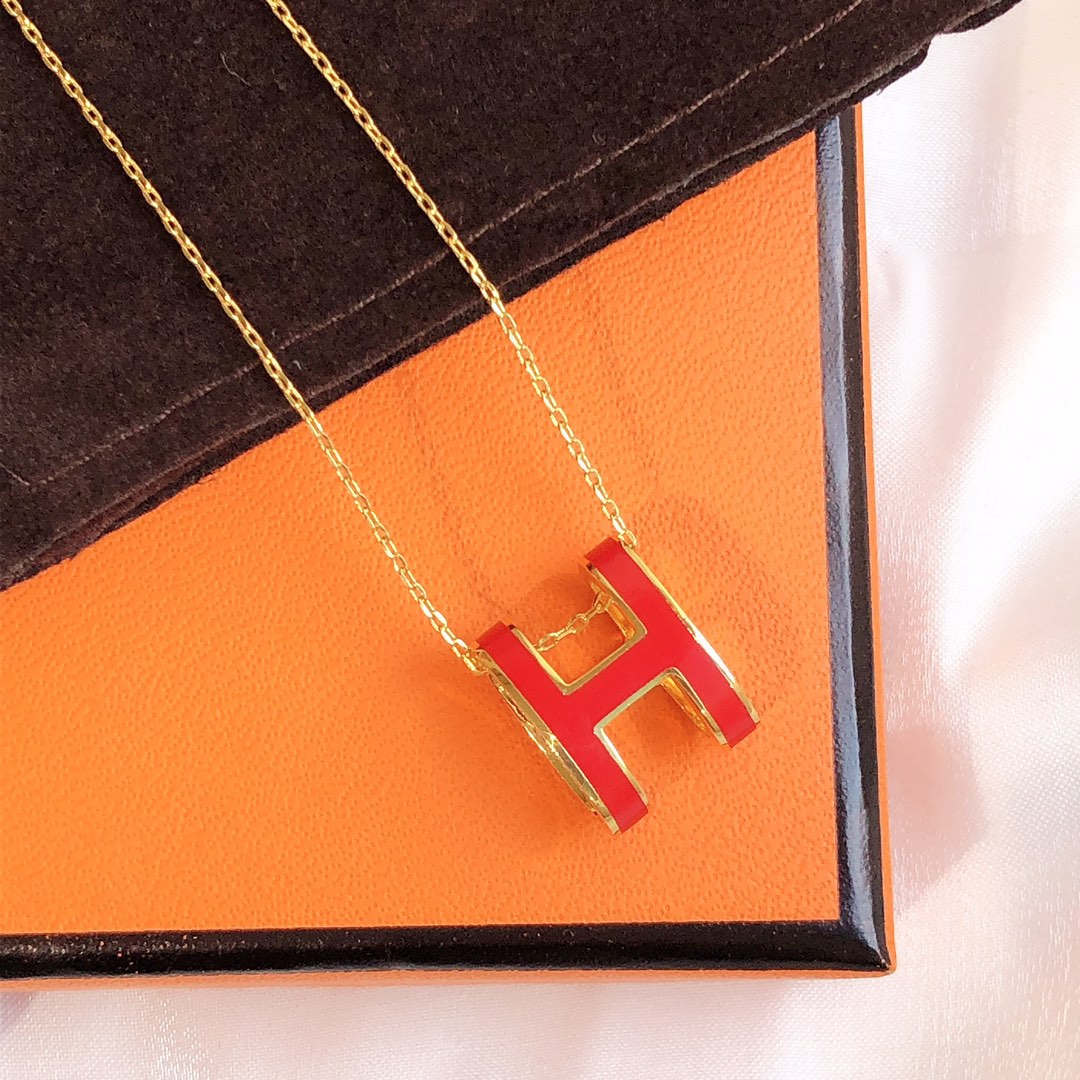 [Kincade Jewelery]HM CLIC RED ENAMEL GOLD NECKLACE