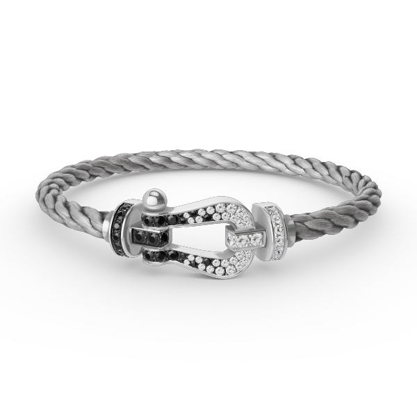 [Kincade Jewelery]FORCE LARGE HORSESHOE BLACK WHITE DIAMOND BRACELET SILVER