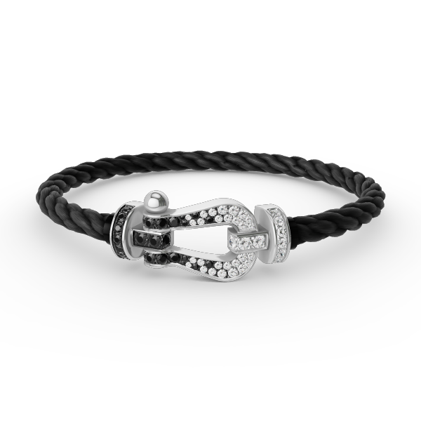[Kincade Jewelery]FORCE LARGE HORSESHOE BLACK WHITE DIAMOND BRACELET SILVER