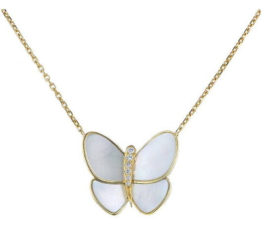 [Kincade Jewelery]BUTTERFLY GOLD MOP DIAMOND NECKLACE
