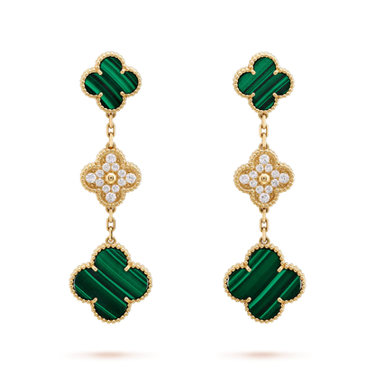 [Kincade Jewelery]Kincade EARRINGS GOLD MALACHITE DIAMOND 3 MOTIF