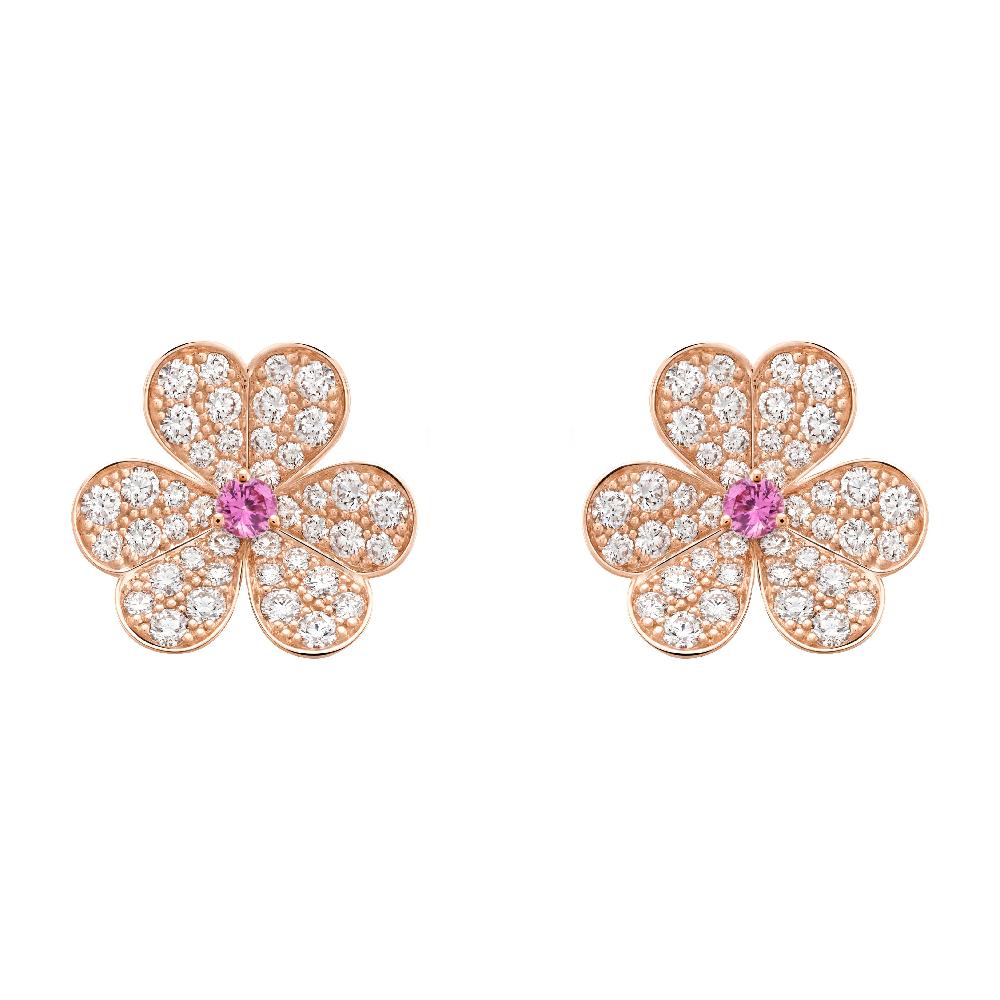 [Kincade Jewelery]FRIVOLE PINK GOLD FLOWER DIAMOND EARRINGS