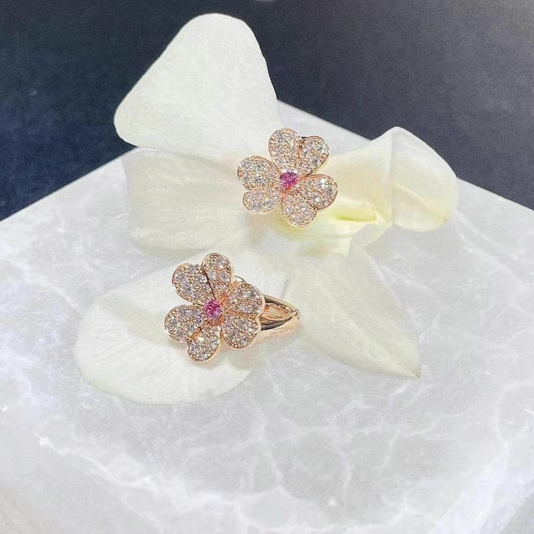 [Kincade Jewelery]FRIVOLE PINK GOLD FLOWER DIAMOND EARRINGS