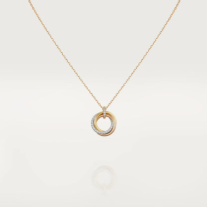 [Kincade Jewelery]TRINITY NECKLACE SILVER GOLD PINK GOLD DIAMONDS